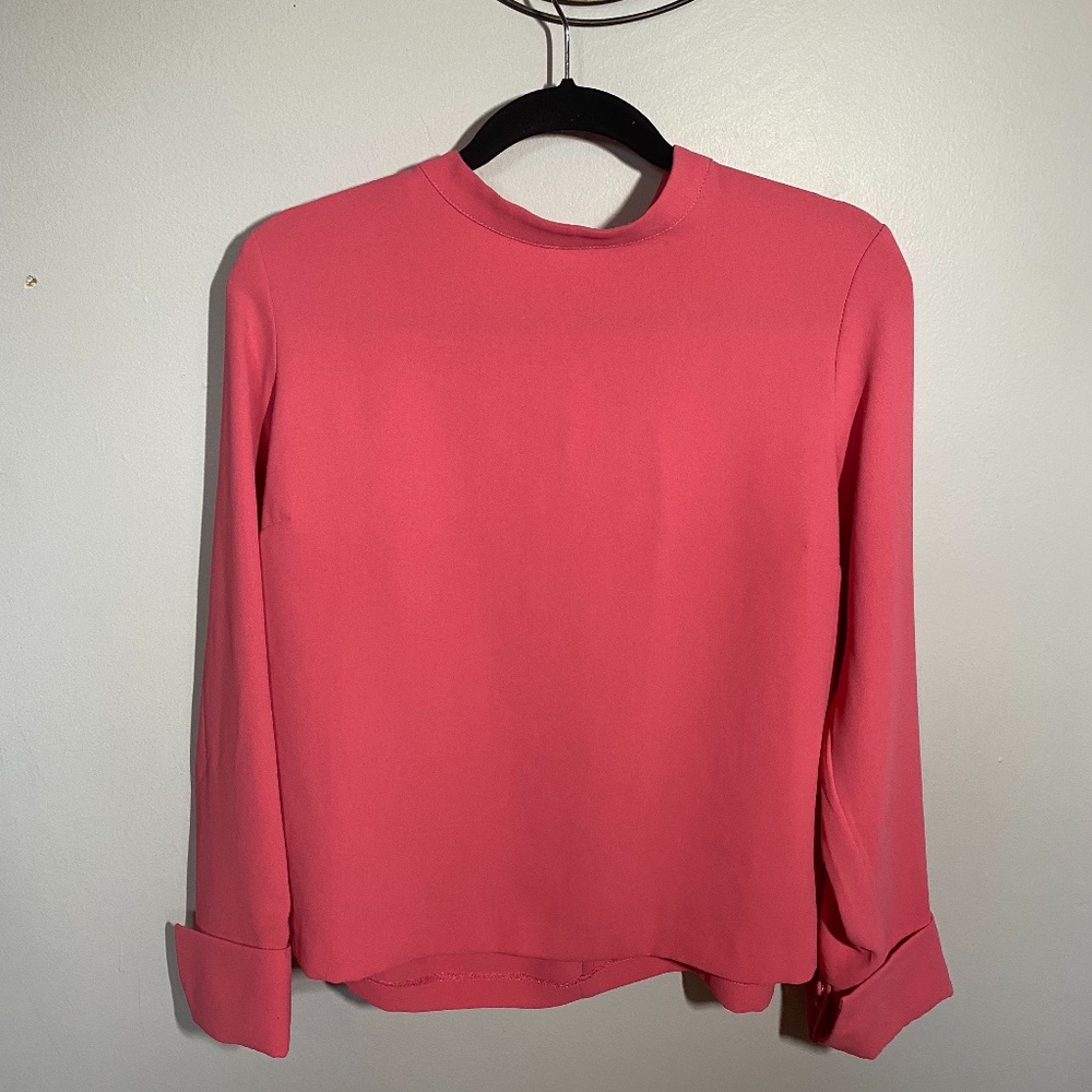 Pink Mock Neck Blouse
